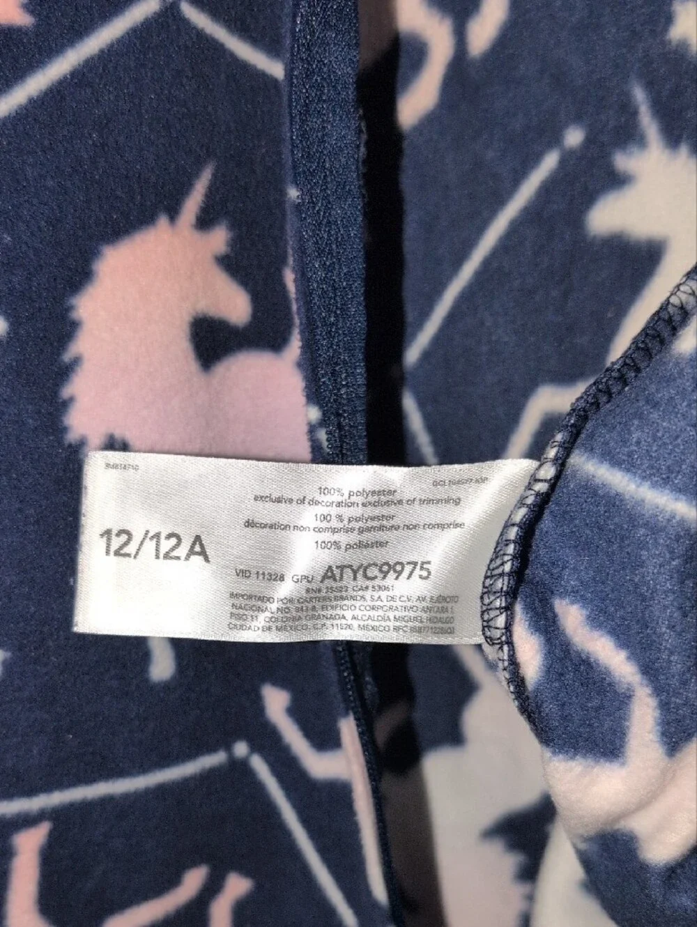 Carter's Navy and Pink Unicorn Constellation Fleece Pajama Set